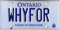 WHYFOR (Ontario) New plate